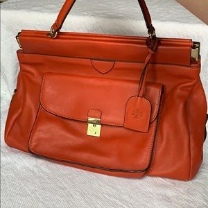 Tory Burch Orange Priscilla Top Handle Bag
